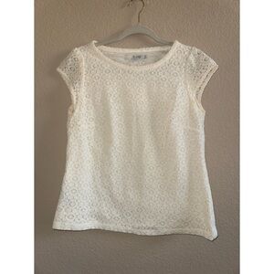 Boden Cap Sleeve Cream Lace Floral Top‎ Size 8